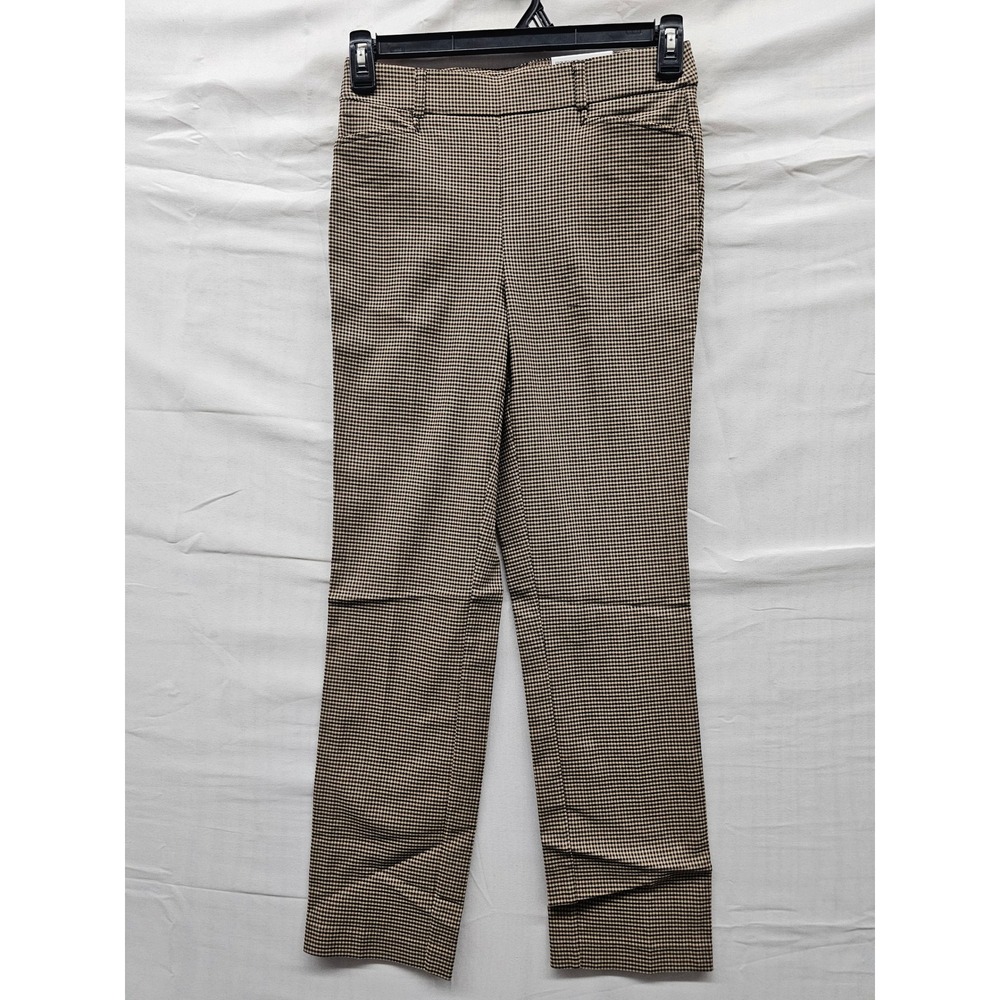Rafaella Womens Houndstooth Pants Khaki Viscose Blend Casual Size 4